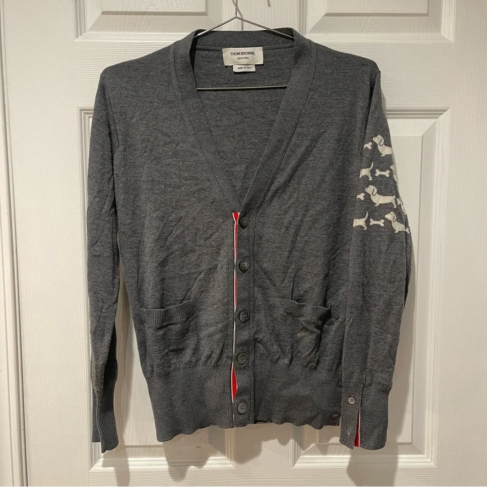THOM BROWNE Intarsia Dog Cardigan - Picture 1 of 6